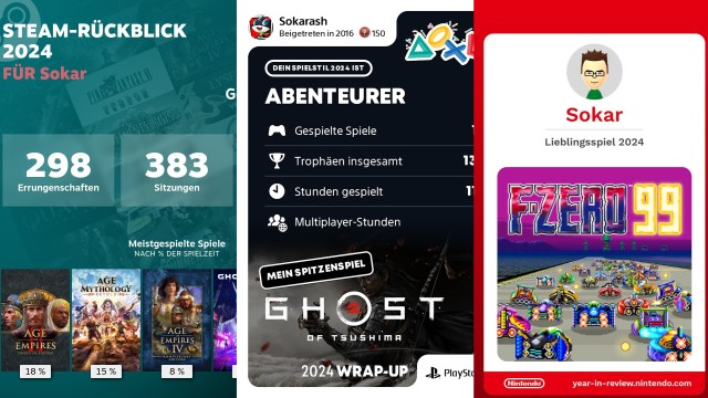 Übersicht Games Rewind für Steam, Playstation und Switch