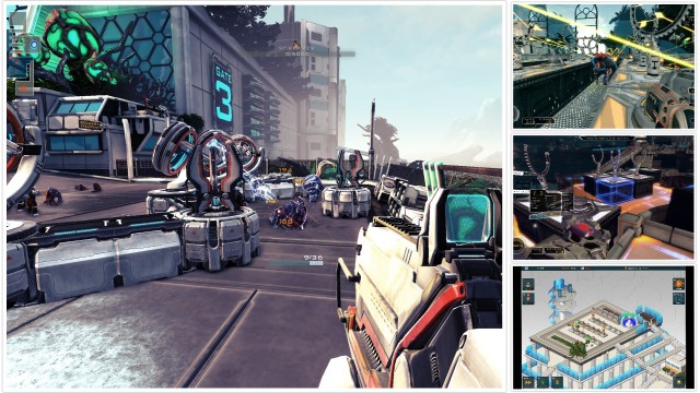 Screenshot: Collage Stanctum 2 Action, Sanctum Action, Sanctum Bau-Modus, Super Sanctum TD