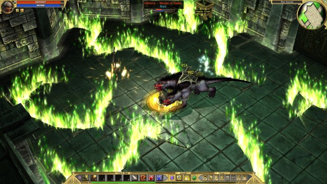 Screenshot: Cerberus ist ein Bossgegner in Immortal Throne, sein Kampf hat fast den Flair eines WoW-Raids